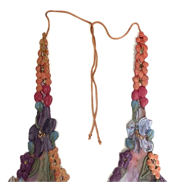 Ema Savahl Swarovski Crystals Flower Halter Tie Back Top - Picture 11 of 12